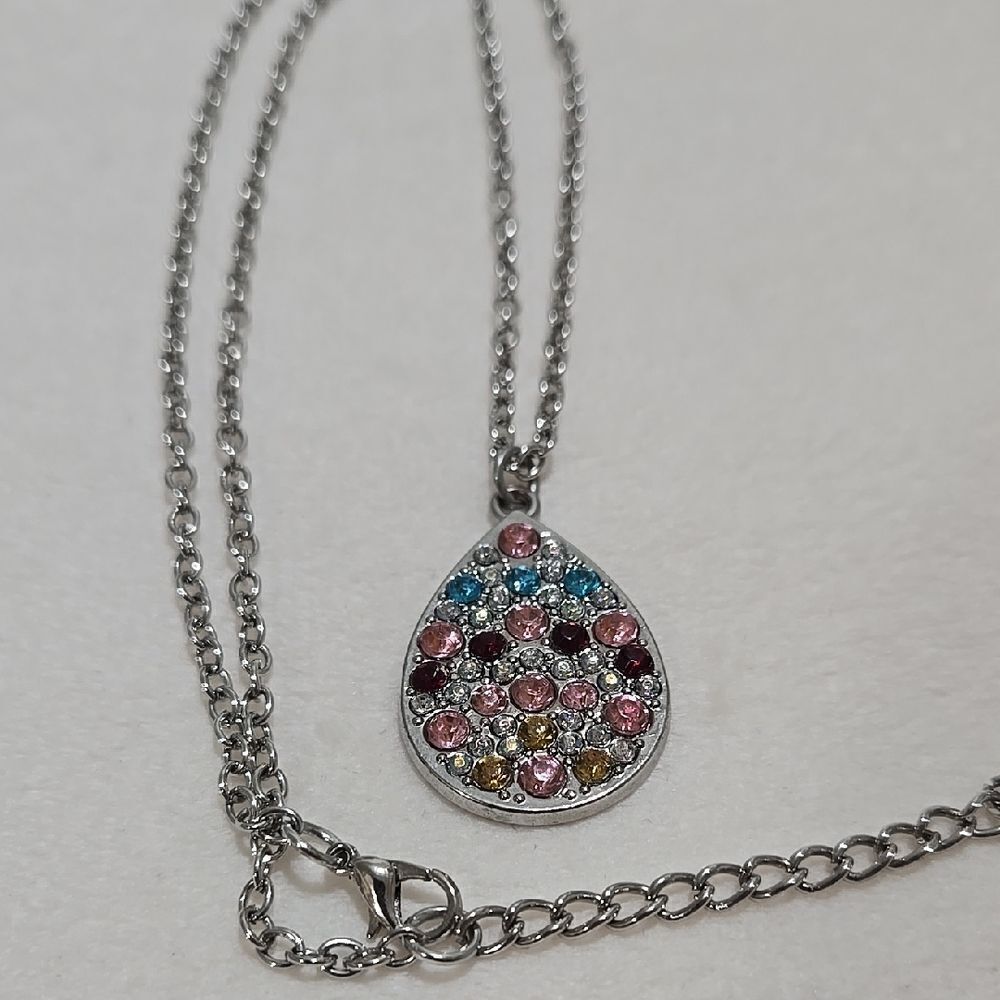 Multicolor Teardrop Pendant Necklace